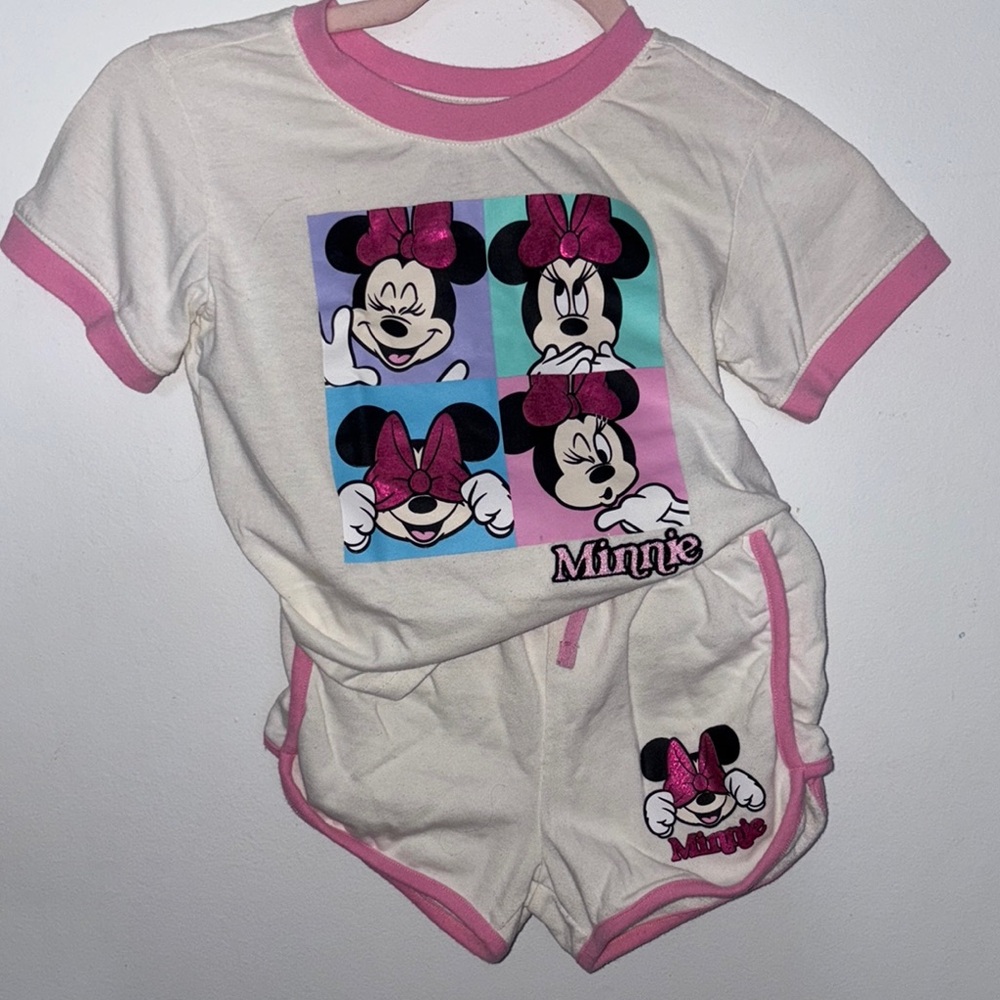 Minnie Mouse Pink and White short set